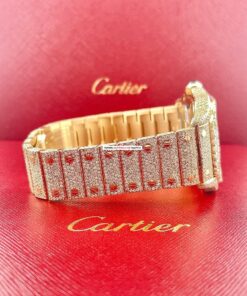 buy replica Cartier Santos Men's Custom 39.8mm 18k Yellow Gold Watch Iced Out w/25ct Diamonds